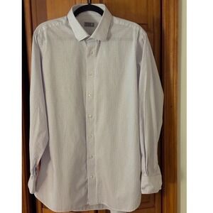 CI by Tom James Checkered Dress Shirt Long Sleeve Button Down Lavender Size XL